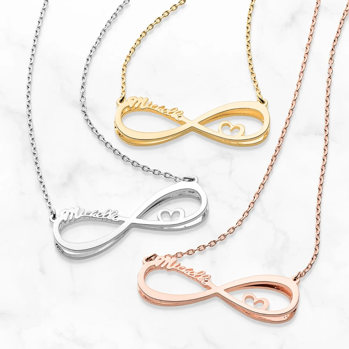 3-D Infinity Name with Heart Necklace sold by Limoges Jewelry