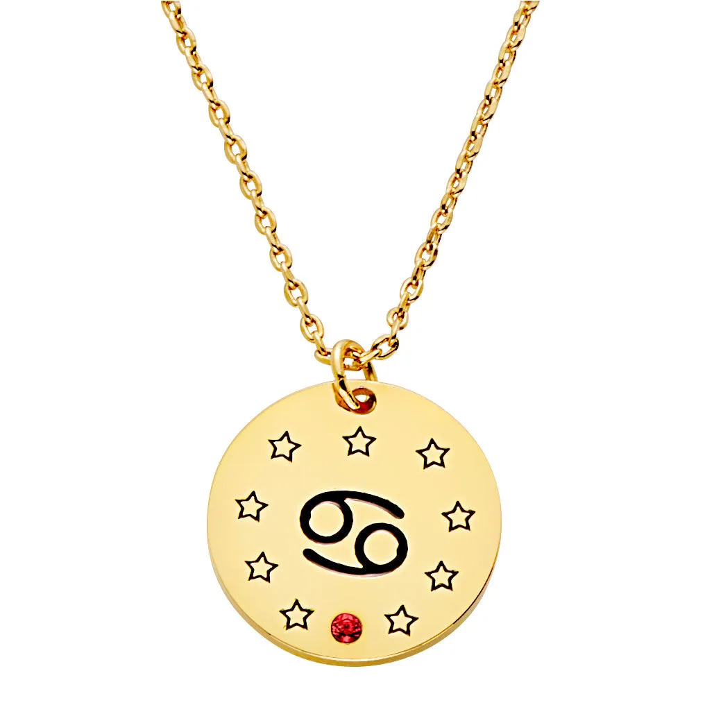 Zodiac Symbol and Birthstone Disc Necklace sold by Limoges Jewelry product image thumbnail 4