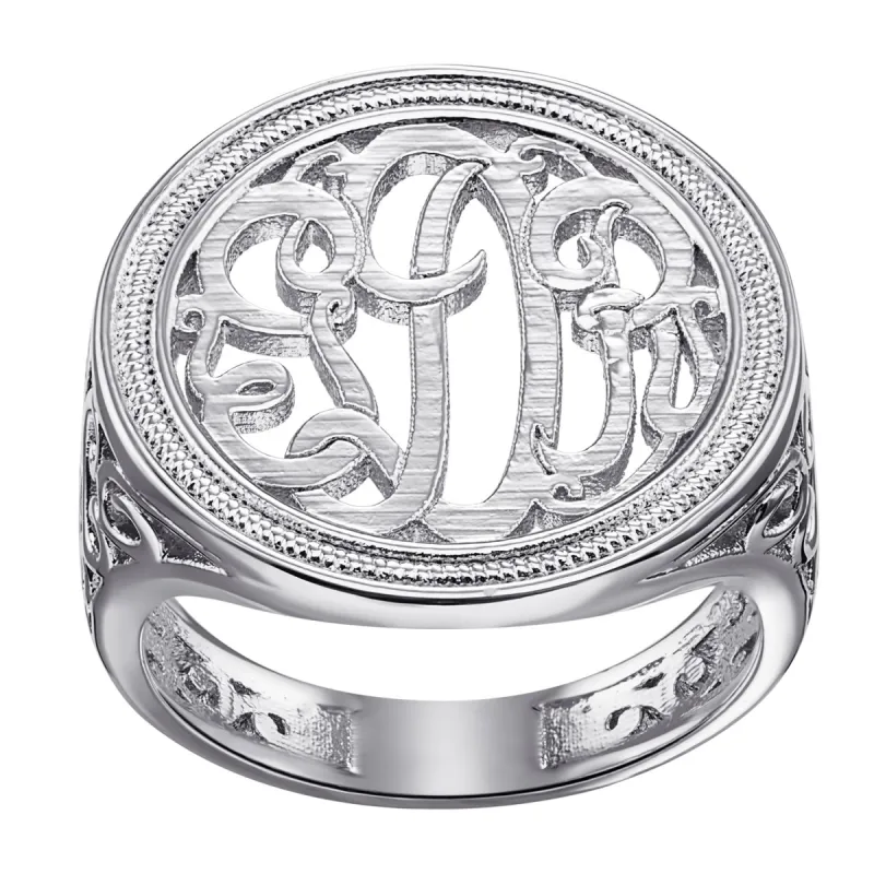 Sterling Silver Vintage Monogram Ring sold by Limoges Jewelry