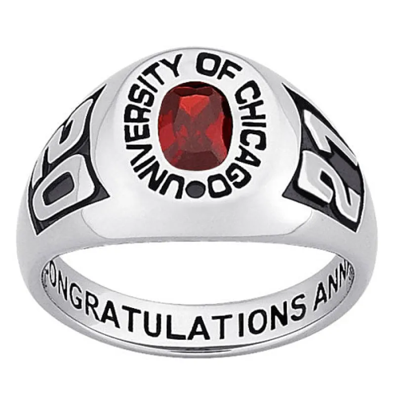 Sterling Silver Embossed Ladies' Traditional Class Ring sold by Limoges Jewelry