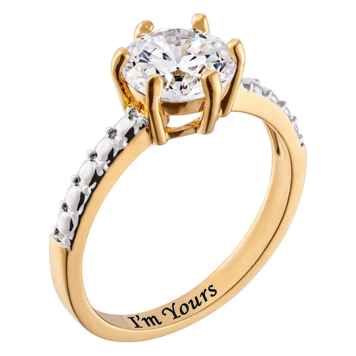 Minimal 14K Gold Plated Round Cut Solitaire Engagement Ring sold by Limoges Jewelry product image thumbnail 2