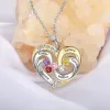 Sterling Silver Two-tone Engraved Birthstone Heart with CZ Necklace sold by Limoges Jewelry