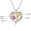Sterling Silver Two-tone Engraved Birthstone Heart with CZ Necklace sold by Limoges Jewelry