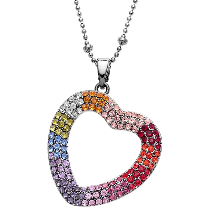Silver Plated Pastel Rainbow Heart Necklace sold by Limoges Jewelry