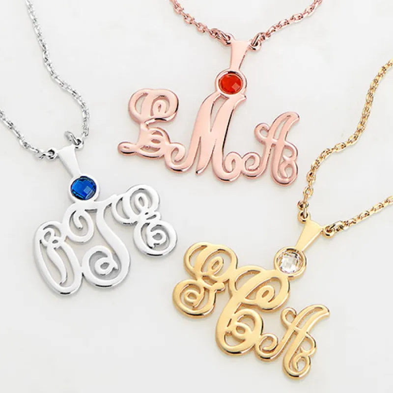 Monogram with Birthstone Necklace - Small sold by Limoges Jewelry