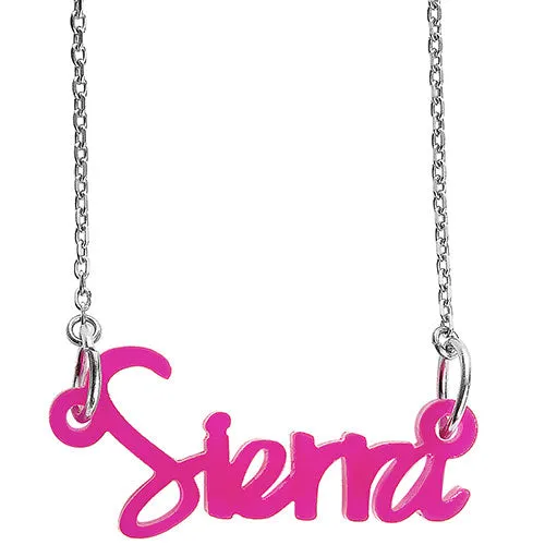 Modern Script Acrylic Name Necklace - Stainless ChainPlaque Necklace sold by Limoges Jewelry product image thumbnail 2