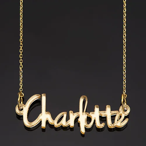 Modern Script Acrylic Name Necklace - Stainless ChainPlaque Necklace sold by Limoges Jewelry product image thumbnail 4