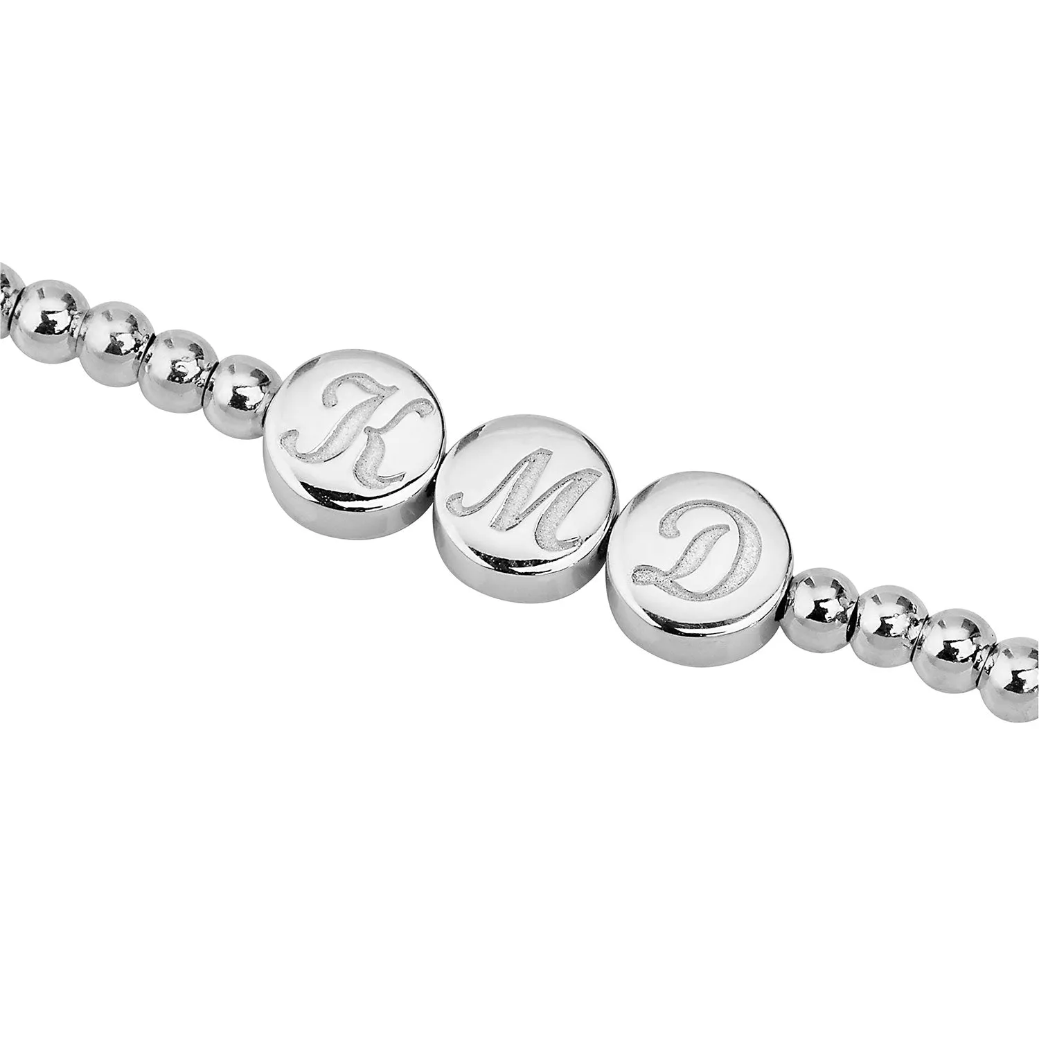 Engraved Script Initials Slider Charms Station Beaded Bracelet sold by Limoges Jewelry product image thumbnail 2