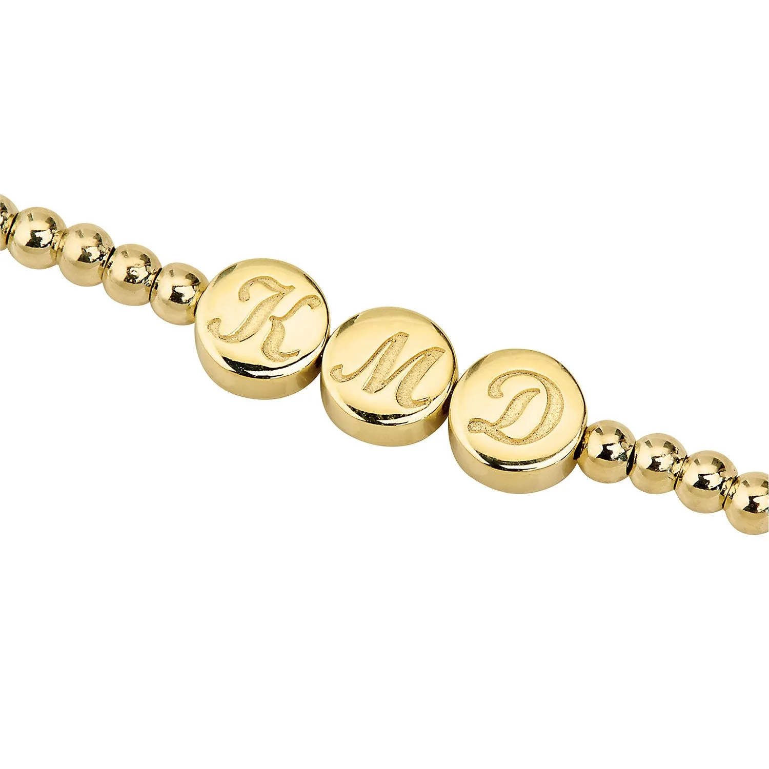 Engraved Script Initials Slider Charms Station Beaded Bracelet sold by Limoges Jewelry product image thumbnail 4