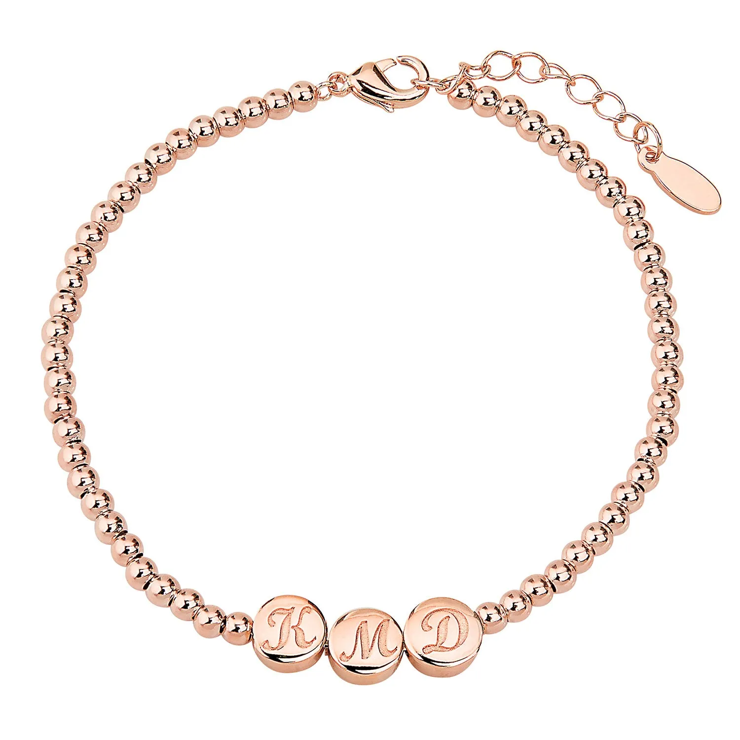 Engraved Script Initials Slider Charms Station Beaded Bracelet sold by Limoges Jewelry product image thumbnail 5