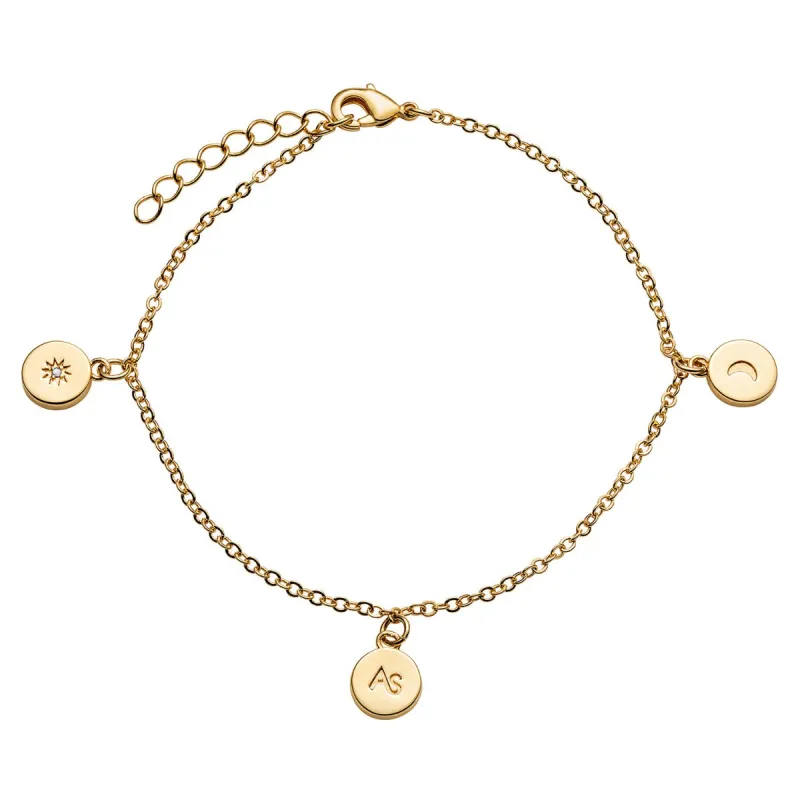 14K Gold Plated Zodiac Charm Bracelet sold by Limoges Jewelry