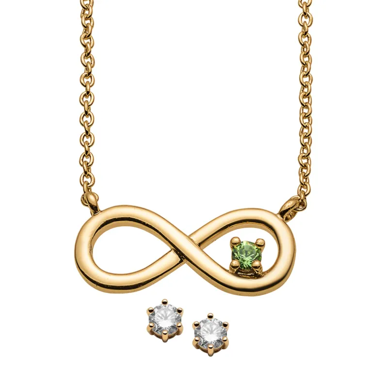 Infinity Birthstone Pendant with CZ Studs sold by Limoges Jewelry