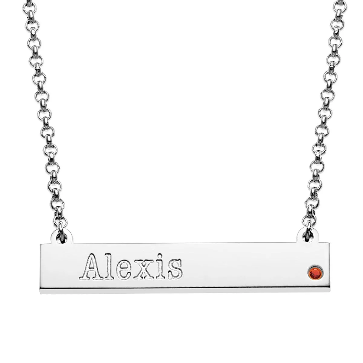 Silver Plated Engraved Name and Birthstone Mini Bar Necklace sold by Limoges Jewelry product image thumbnail 5