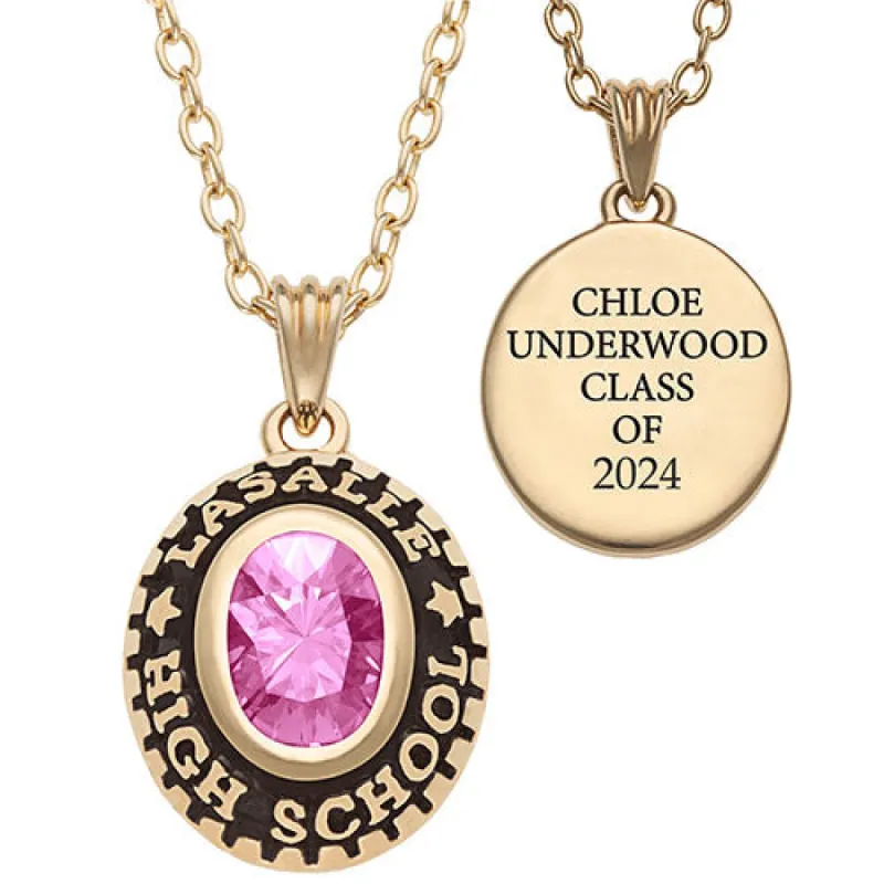 Women's Gold CELEBRIUM Oval Birthstone Graduation Pendant sold by Limoges Jewelry