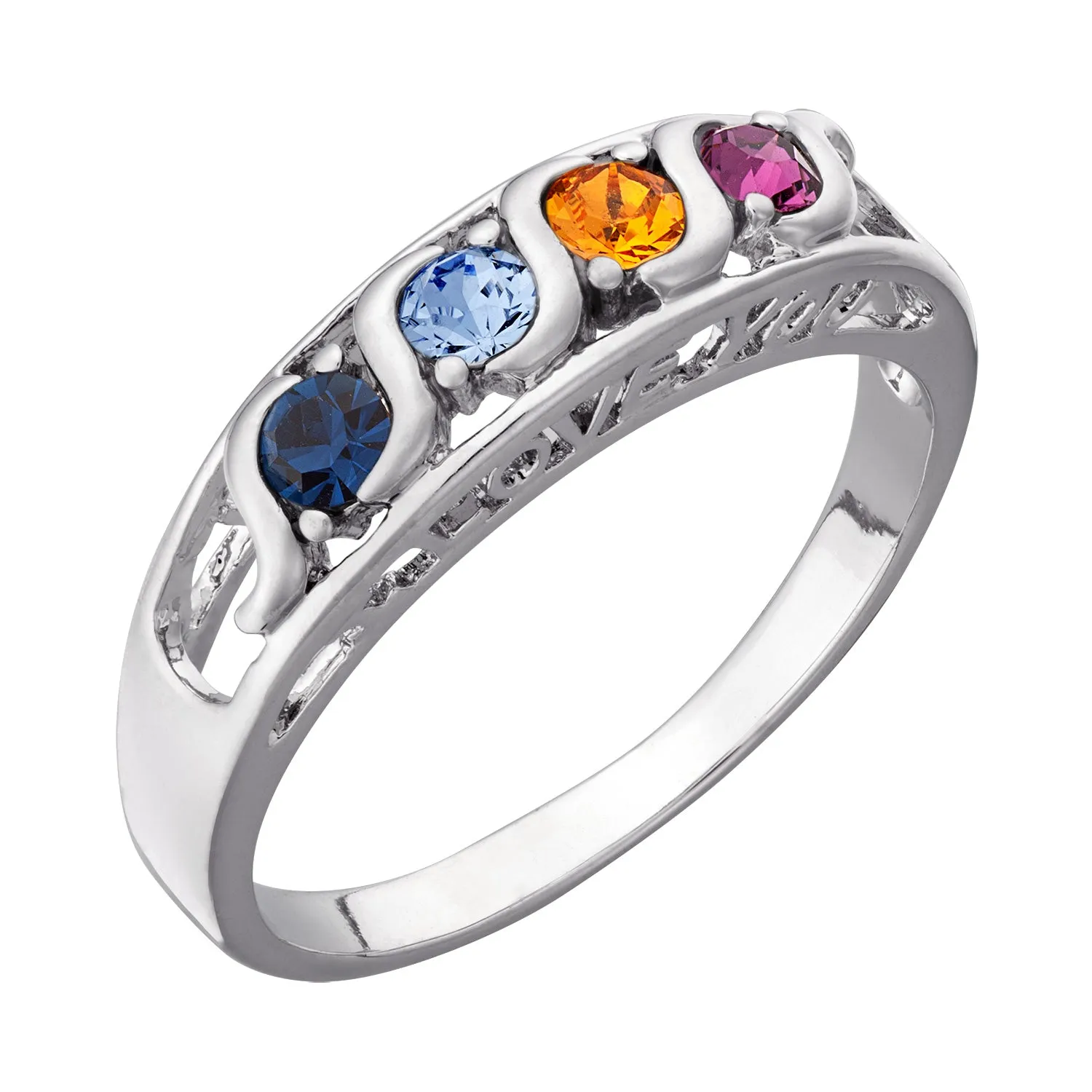 Platinum Plated S-Curve I LOVE YOU Family Birthstone Ring sold by Limoges Jewelry product image thumbnail 2