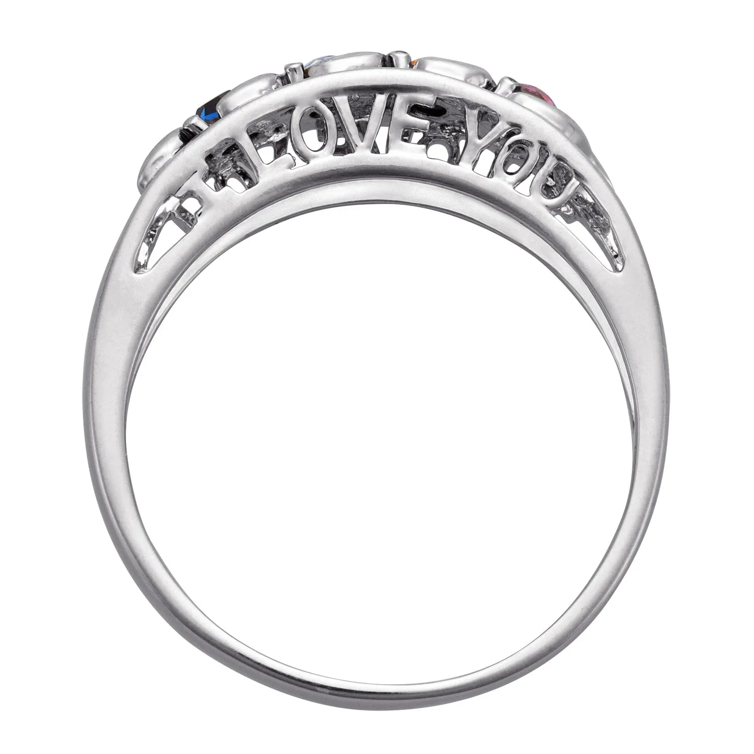 Platinum Plated S-Curve I LOVE YOU Family Birthstone Ring sold by Limoges Jewelry product image thumbnail 3