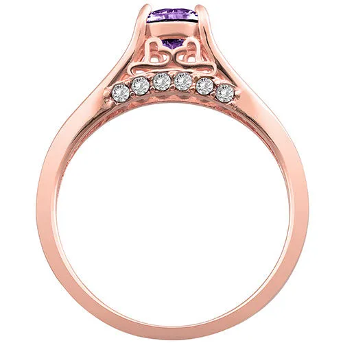 14K Rose Gold Plated Simulated Amethyst and Clear Crystal Ring sold by Limoges Jewelry product image thumbnail 3