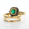 Ladies' 14k Gold Plated Freestyle Class Ring with Jacket and CZ Accents sold by Limoges Jewelry