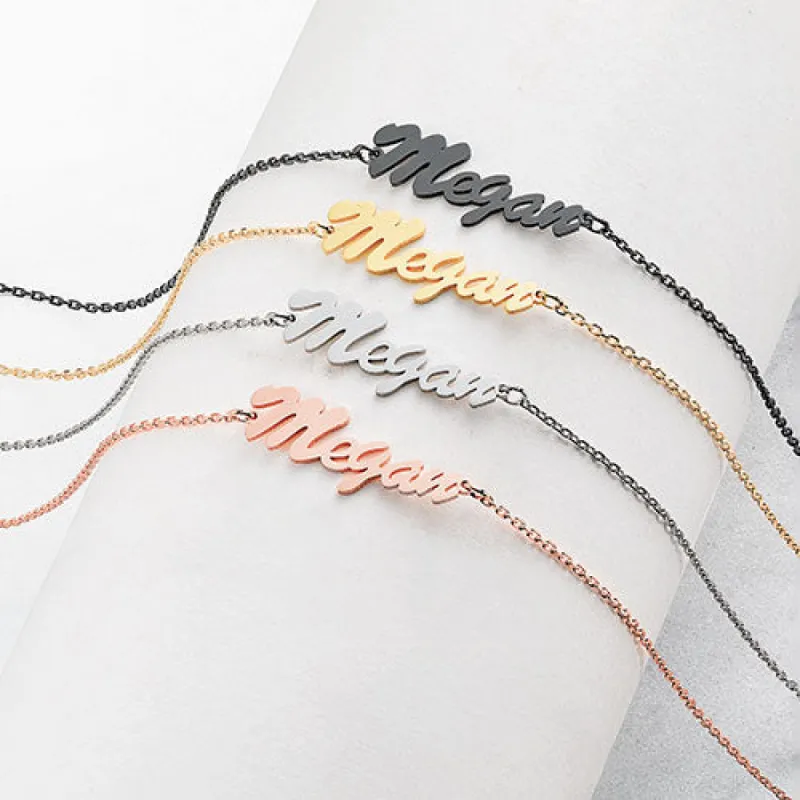 Stainless Steel Script Name Anklet sold by Limoges Jewelry