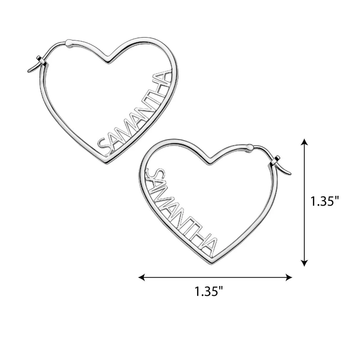 Silver Plated Personalized Nameplate Small Heart Hoop Earrings sold by Limoges Jewelry product image thumbnail 4