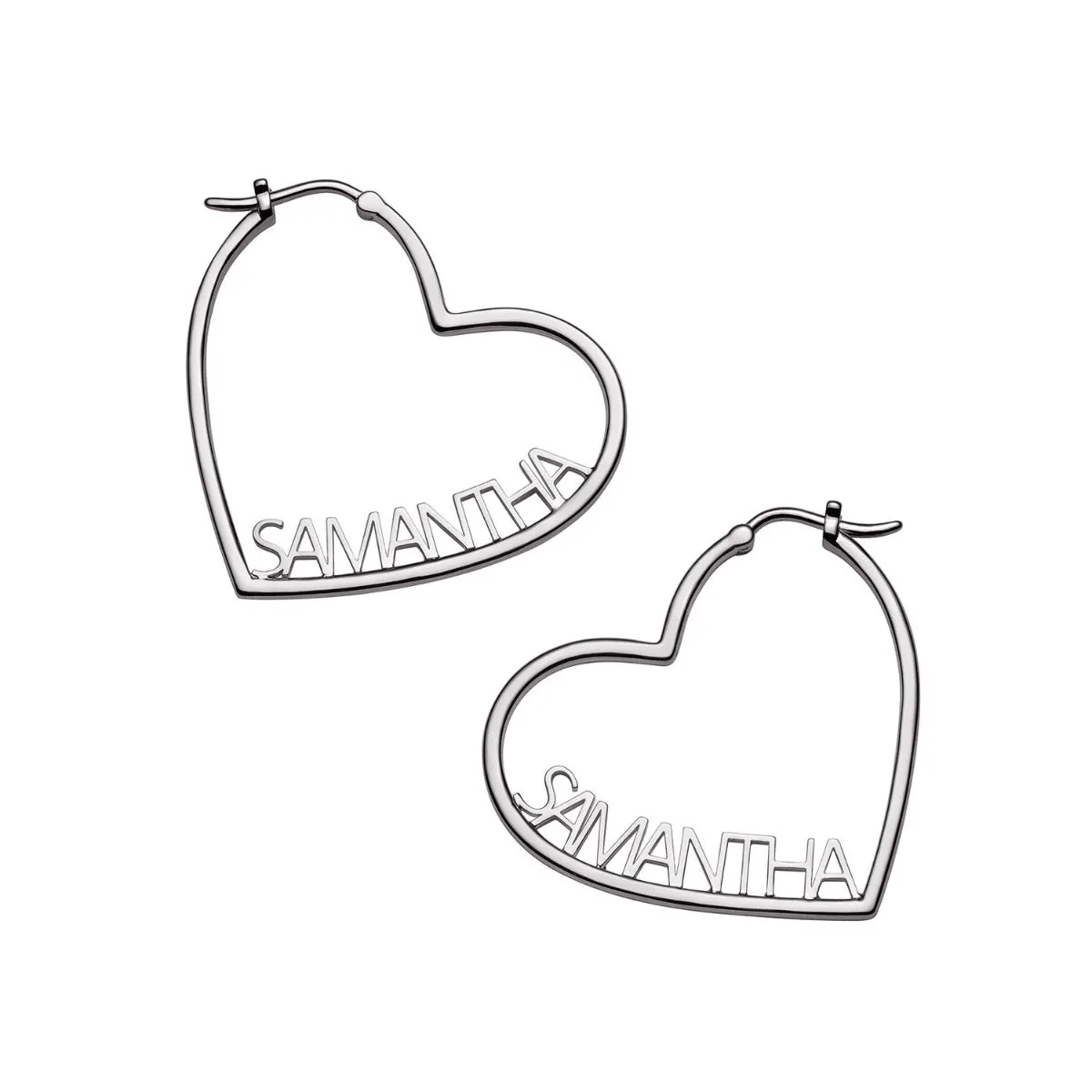 Silver Plated Personalized Nameplate Small Heart Hoop Earrings sold by Limoges Jewelry