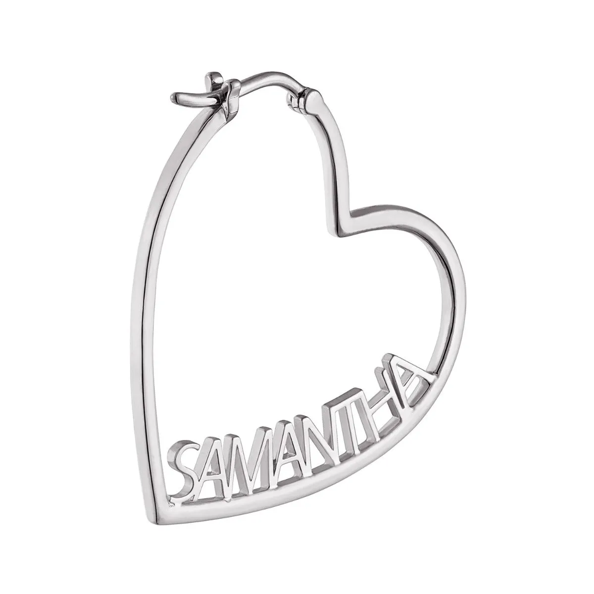 Silver Plated Personalized Nameplate Small Heart Hoop Earrings sold by Limoges Jewelry product image thumbnail 2