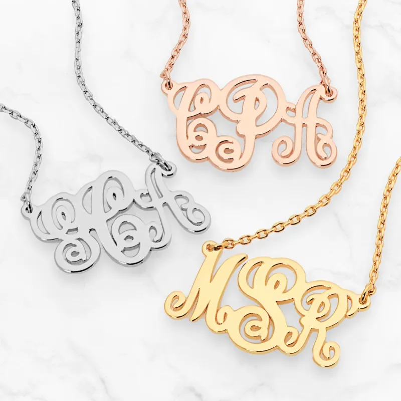 Sterling Silver Petite Monogram Necklace sold by Limoges Jewelry