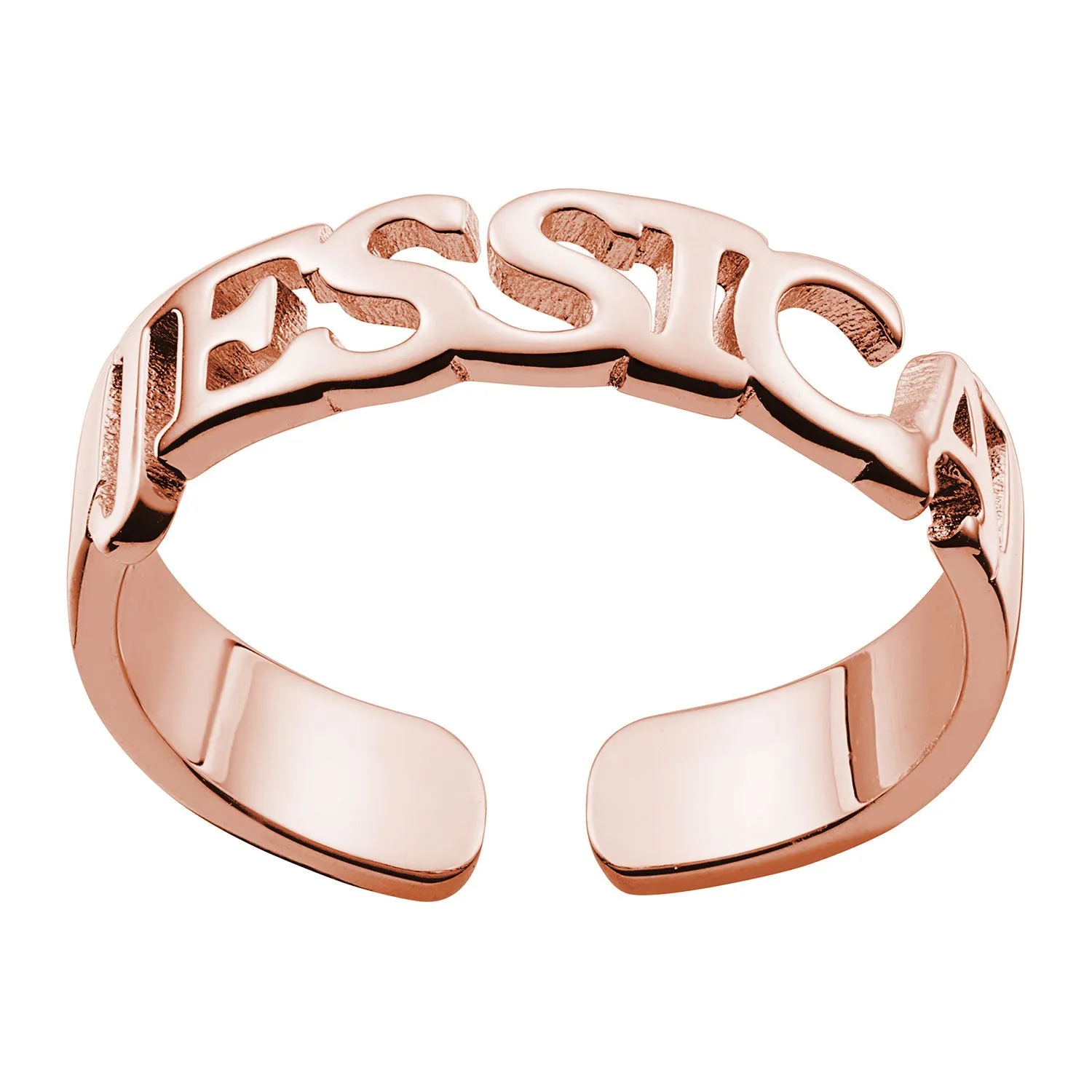 14K Rose Gold over Sterling Name Ring sold by Limoges Jewelry