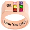 14K Rose Gold Plated Engraved Double Row Birthstones Signet Ring sold by Limoges Jewelry