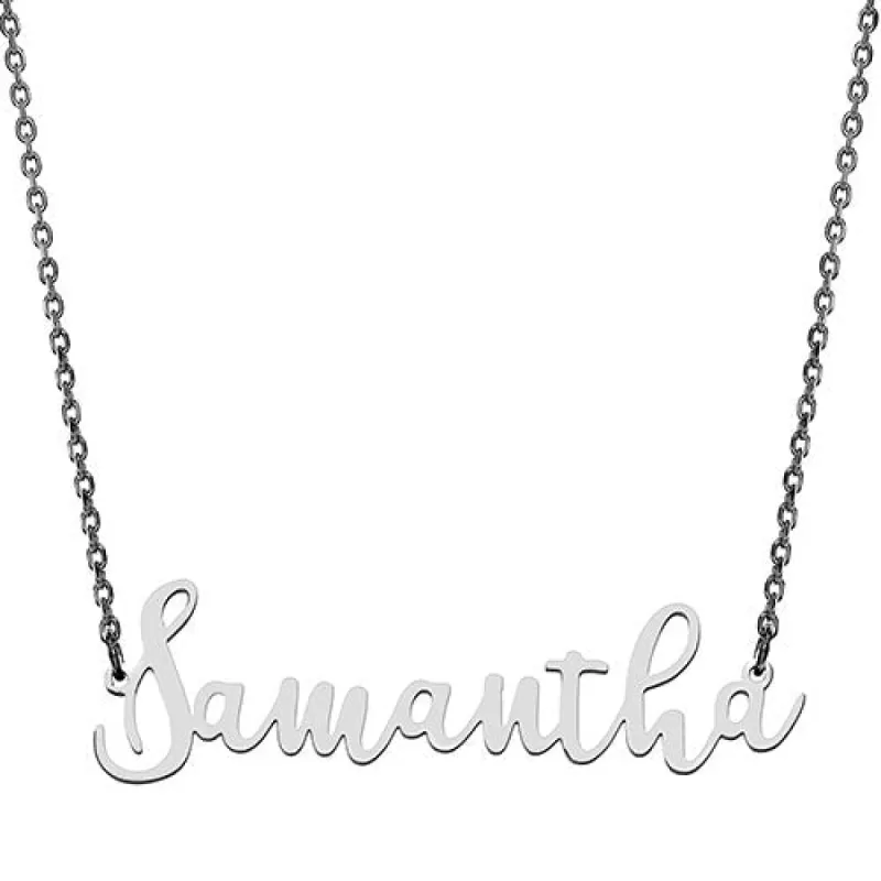 10K White Gold Fancy Script Name Necklace sold by Limoges Jewelry