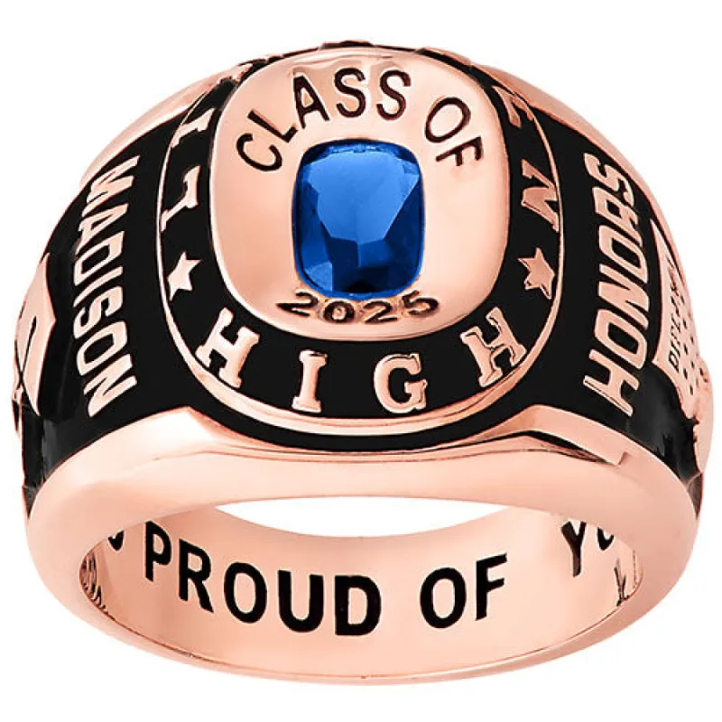 Ladies Rose Gold CELEBRIUM Double Row Traditional Class Ring sold by Limoges Jewelry