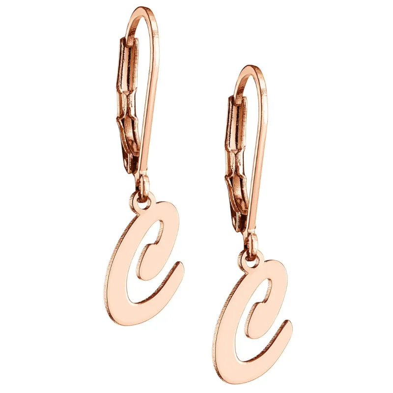 Dainty 14K Rose Gold Plated Initial Earrings sold by Limoges Jewelry