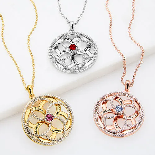 3-D Engraved Flower with Birthstone Spinner Necklace sold by Limoges Jewelry product image thumbnail 4