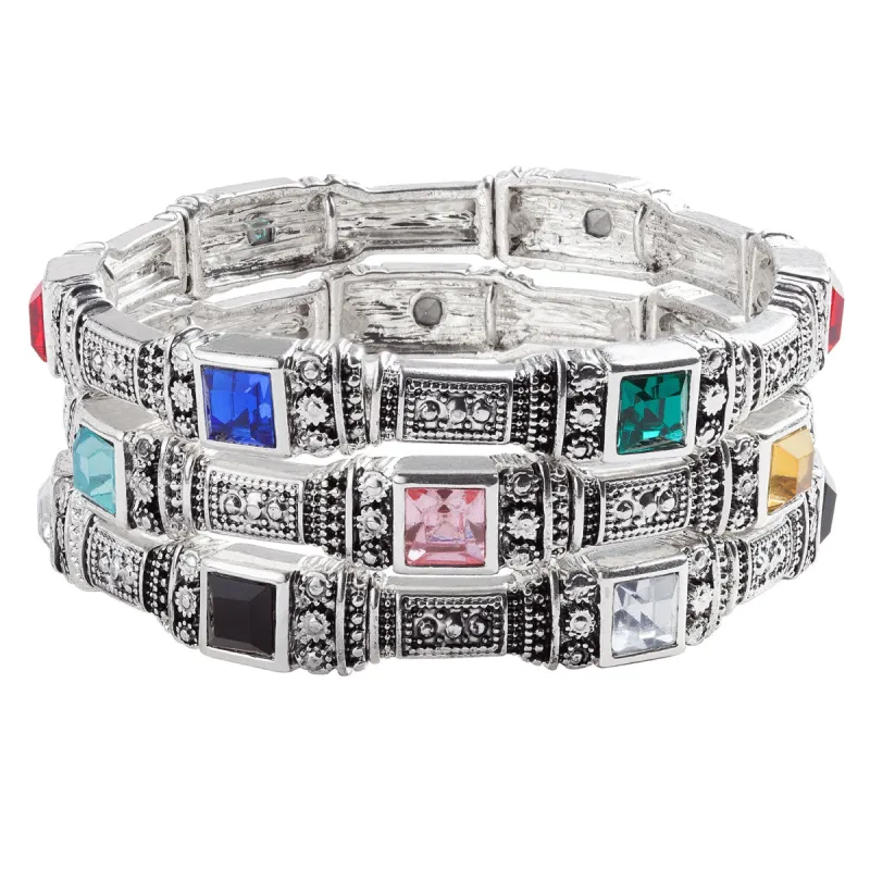 3 Piece Crystal Stretch Bracelet Set sold by Limoges Jewelry