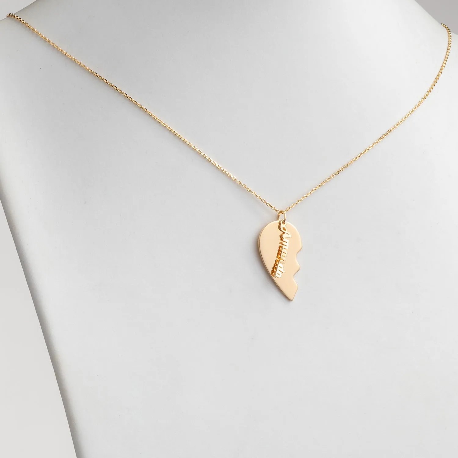 14K Gold over Sterling Petite Name Shareable Heart Necklace sold by Limoges Jewelry product image thumbnail 3