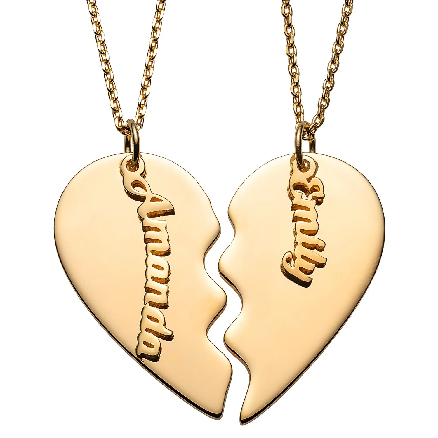 14K Gold over Sterling Petite Name Shareable Heart Necklace sold by Limoges Jewelry product image thumbnail 2
