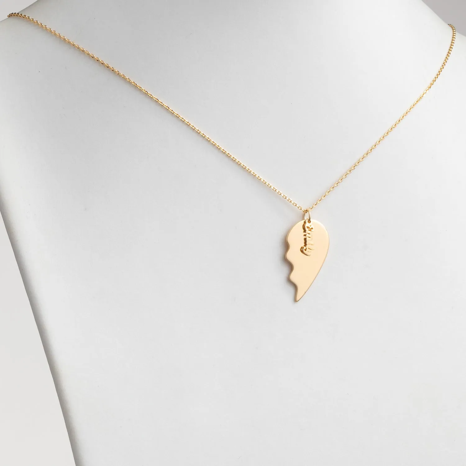 14K Gold over Sterling Petite Name Shareable Heart Necklace sold by Limoges Jewelry product image thumbnail 4