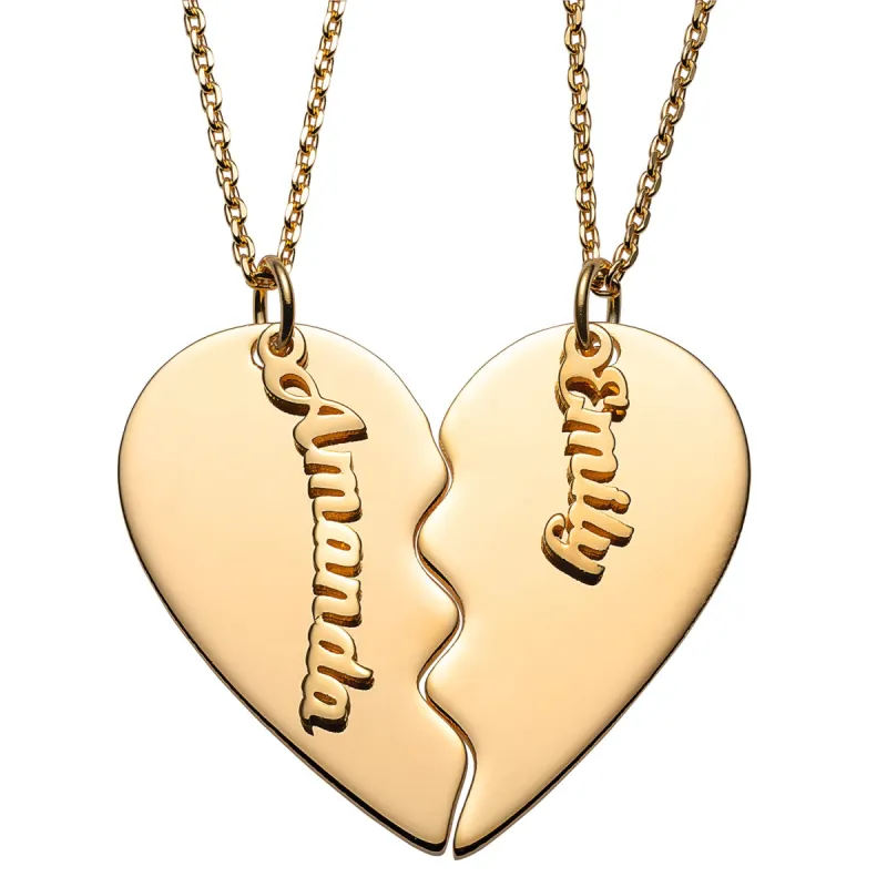 14K Gold over Sterling Petite Name Shareable Heart Necklace sold by Limoges Jewelry