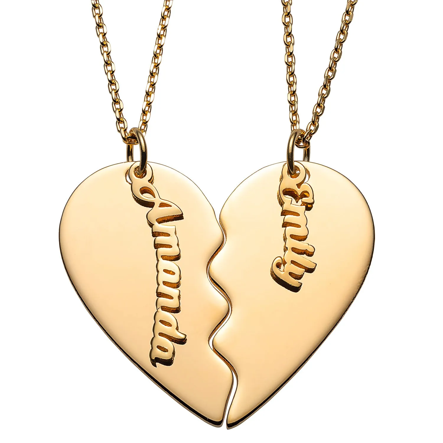 14K Gold over Sterling Petite Name Shareable Heart Necklace sold by Limoges Jewelry