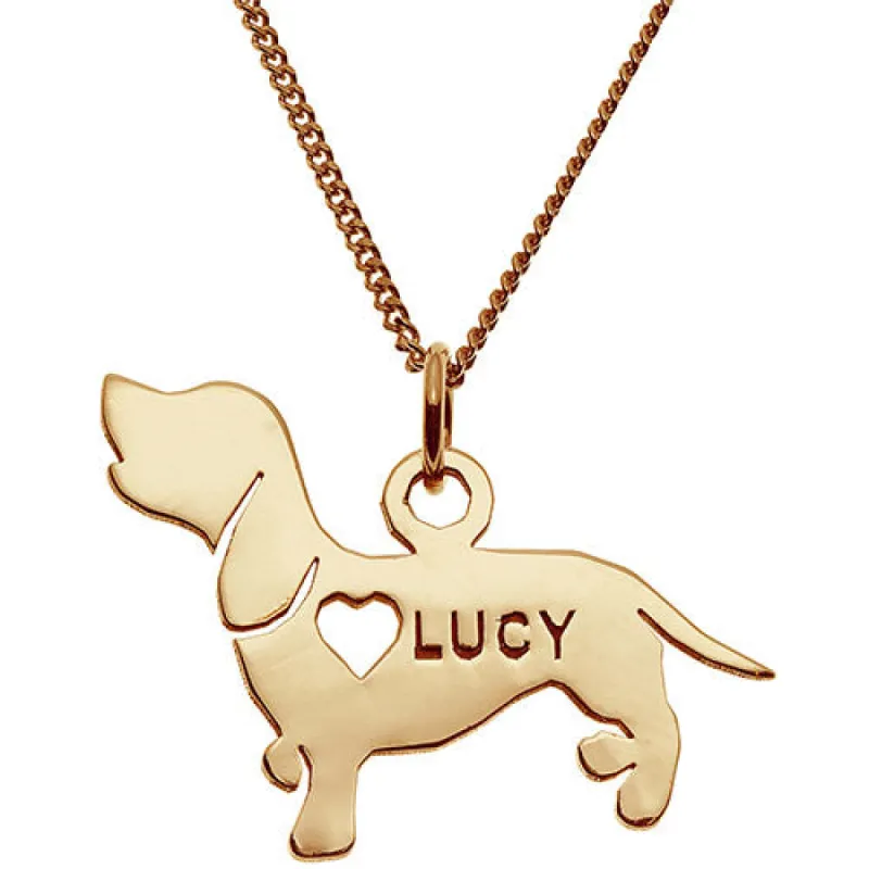 14K Gold Plated Dachshund Silhouette Necklace sold by Limoges Jewelry