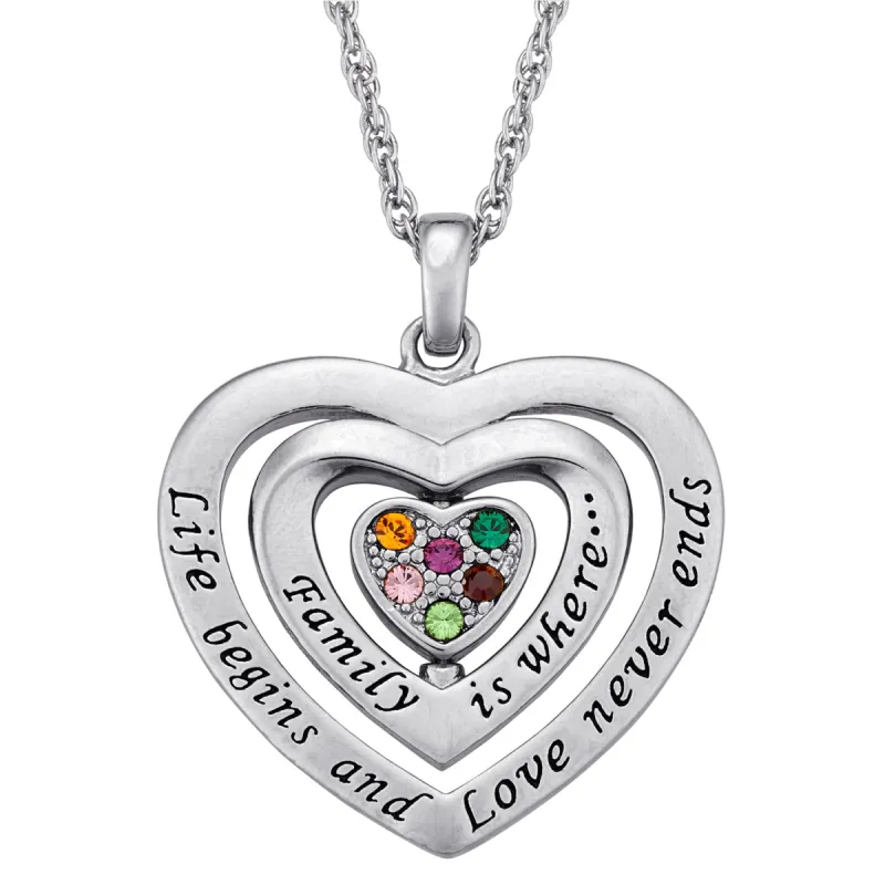 Birthstone Swivel Family Heart Pendant sold by Limoges Jewelry