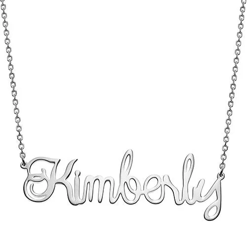 10K White Gold Script Name Necklace sold by Limoges Jewelry
