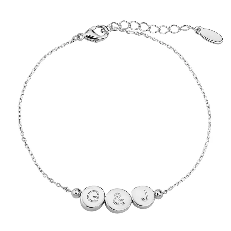 Engraved Slider Charms Station Bracelet sold by Limoges Jewelry