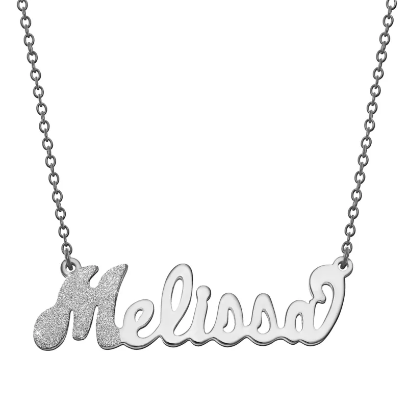 Sterling Silver Dual Finish Name Necklace sold by Limoges Jewelry