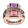Men's 14K Rose Gold Plated Double Birthstone & CZ Rectangle Class Ring sold by Limoges Jewelry