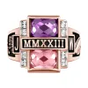 Men's 14K Rose Gold Plated Double Birthstone & CZ Rectangle Class Ring sold by Limoges Jewelry