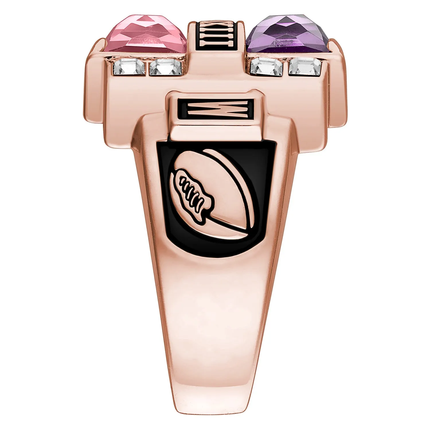 Men's 14K Rose Gold Plated Double Birthstone & CZ Rectangle Class Ring sold by Limoges Jewelry product image thumbnail 4