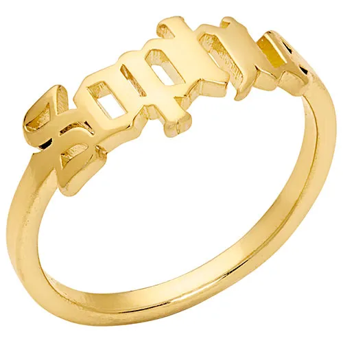 14K Gold Plated New Old English Cutout Name Ring sold by Limoges Jewelry product image thumbnail 2