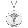 Silver Plated Engraved Name Occupation Disc Necklace sold by Limoges Jewelry