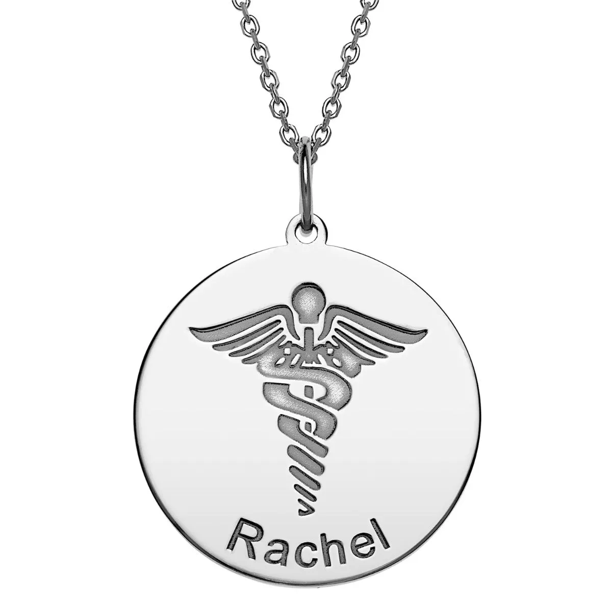 Silver Plated Engraved Name Occupation Disc Necklace sold by Limoges Jewelry product image thumbnail 2